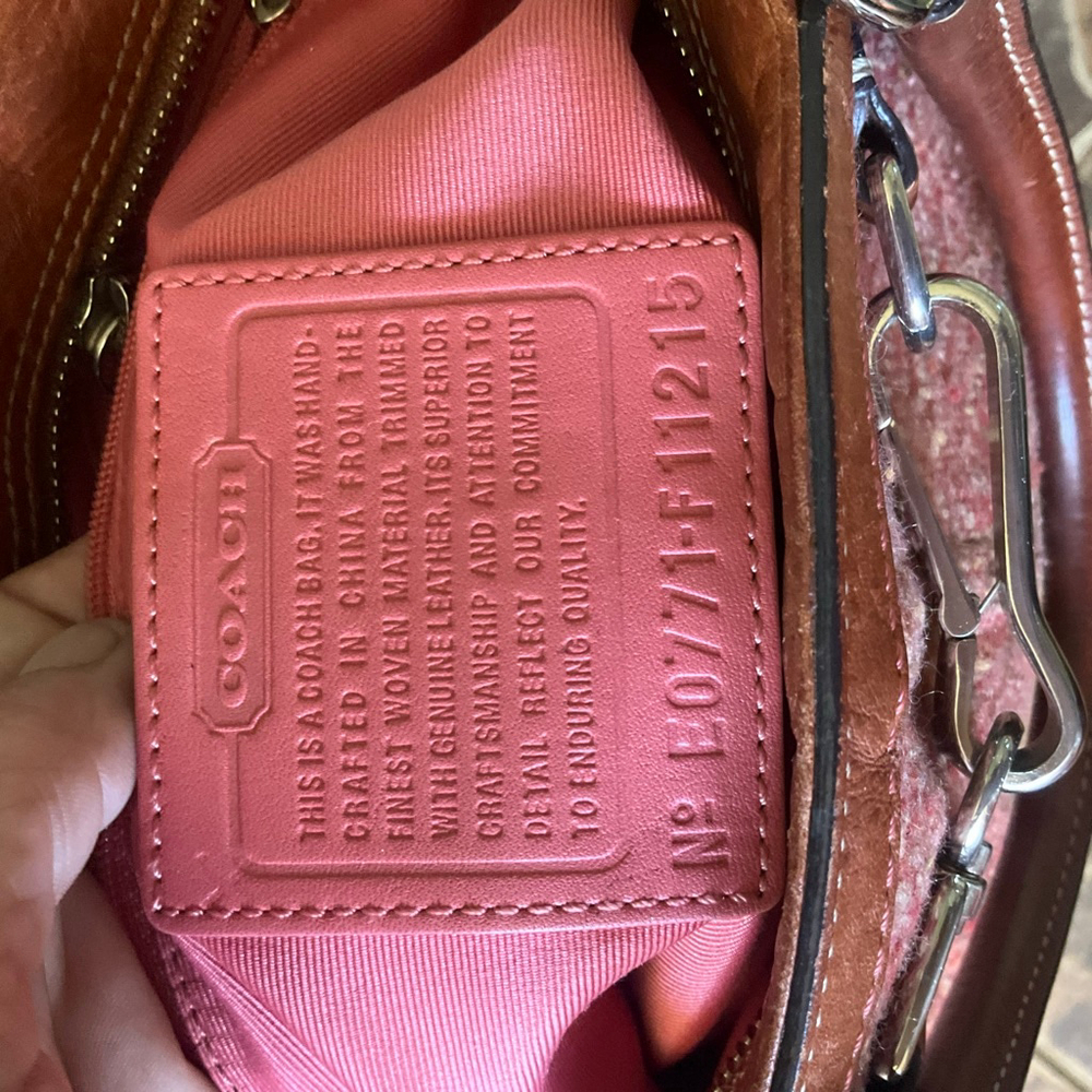 Coach Hampton Pink Tweed & Cognac Brown Leather EUC Vintage Y2K - Picture 11 of 11
